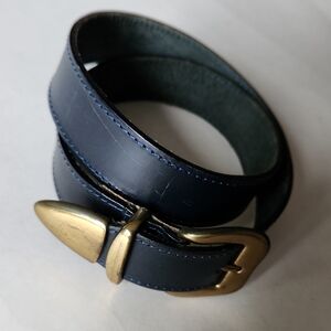 Navy Blue Leather Belt